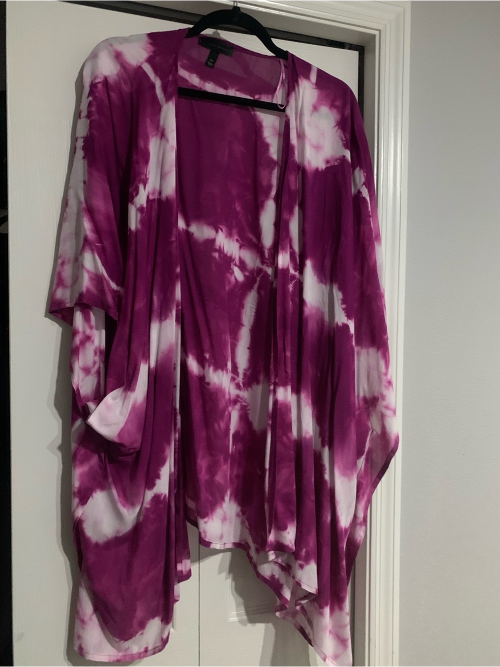 Pink & White Tie-Dye Open Front Kimono